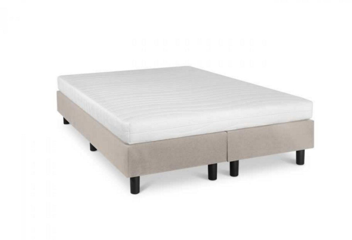 Nessa® 140x200 Boxspring Studio Luxe HR45 Koudschuim matras Beige/Crème - Inclusief Orthopedisch Koudschuim Matras