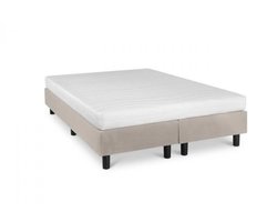 Nessa® - 140x200 Boxspring Studio Luxe HR45 Koudschuim matras Beige/Crème - Inclusief Orthopedisch Koudschuim Matras