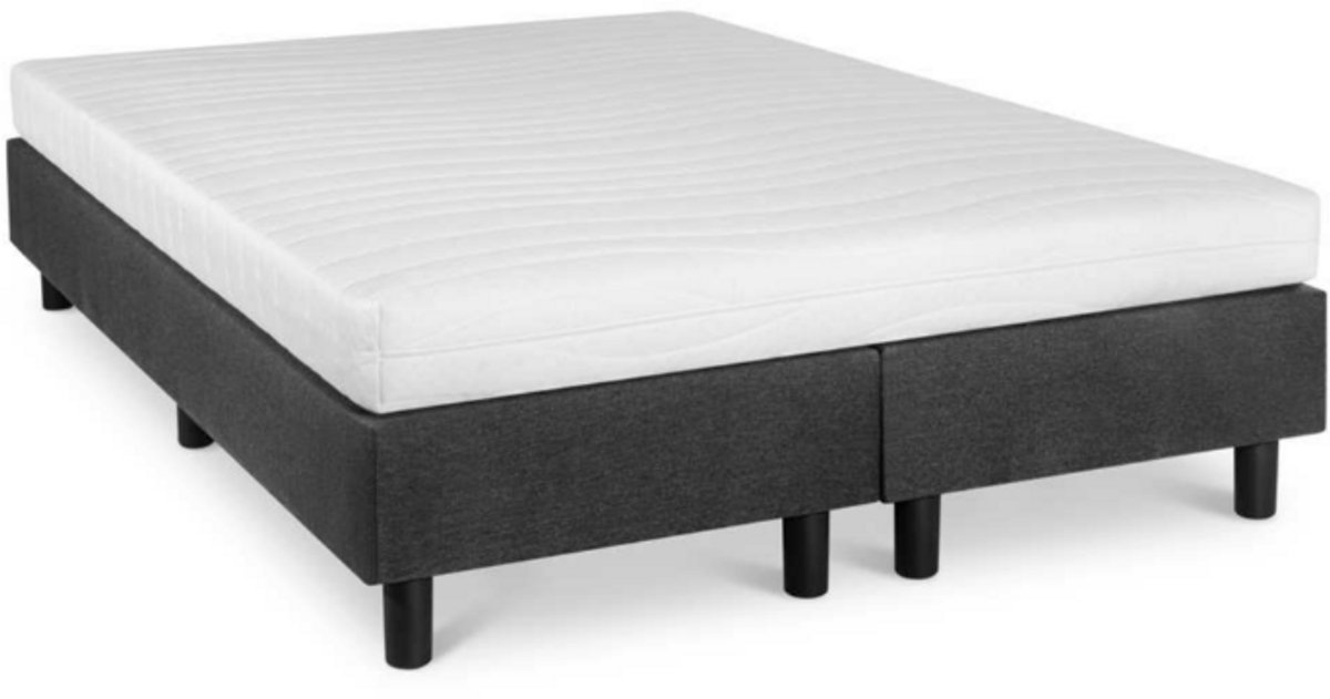Nessa® - 180x200 Boxspring Studio Luxe HR45 Koudschuim matras Antraciet - Inclusief Orthopedisch Koudschuim Matras