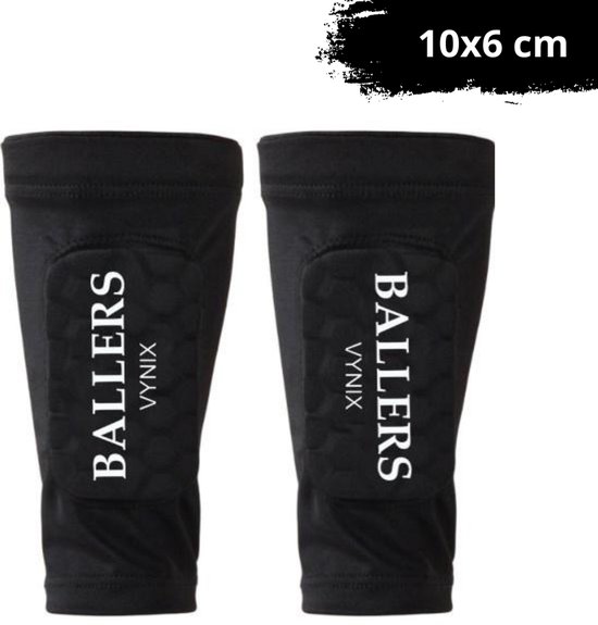Vynix Ballers ingebouwde scheenbeschermer - Scheenbeschermers voetbal - Shin Pad Sleeve - Voetbal scheenbeschermers - 12+ jaar - Met opbergzakje 10x6cm - Zwart