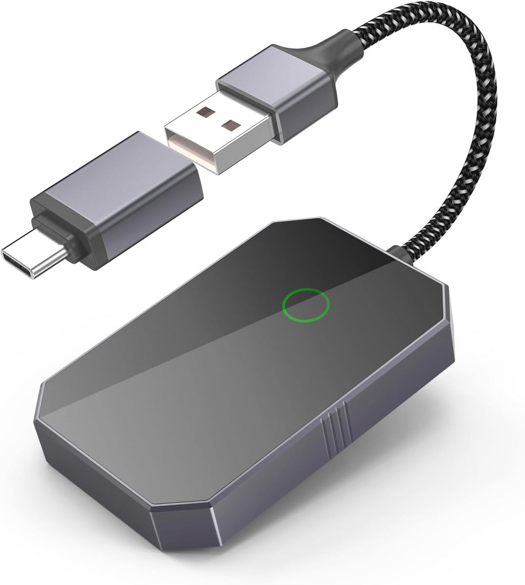 Draadloze CarPlay Adapter - 2-in-1 Draadloze Adapter voor Android Auto en CarPlay, Plug-and-Play, Compatibel met Auto's sinds 2016