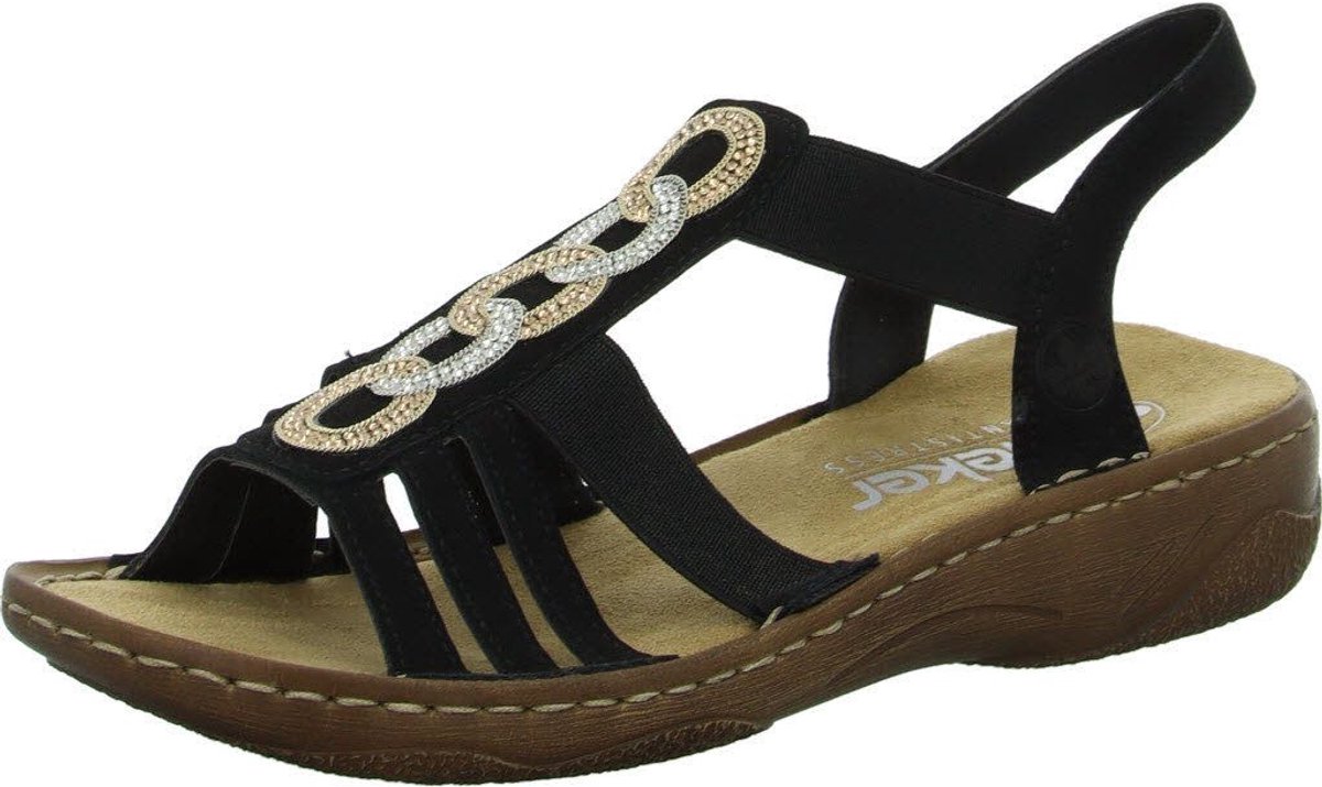 Rieker dames strappy sandalen zwart Sandalen V2870-00 zwart