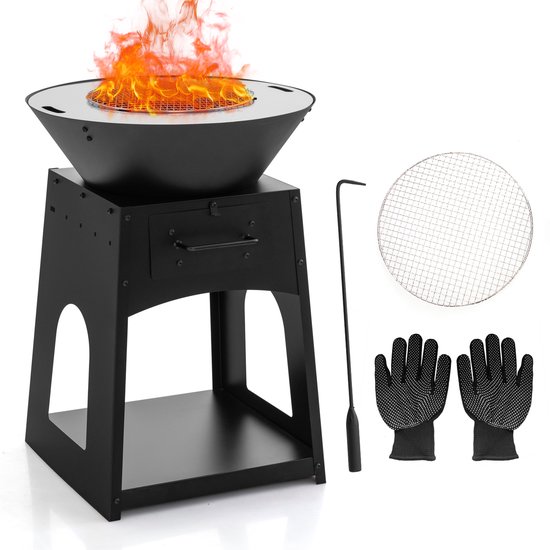 CookKing Vuurschaal Basis met Houtopslag 82 cm