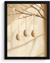 Poster in lijst - Fotolijst 30x40 cm - Posters - Beige - Paastak - Eieren - Posterlijst zwart - Decoratie - Wanddecoratie woonkamer - Muurdecoratie slaapkamer