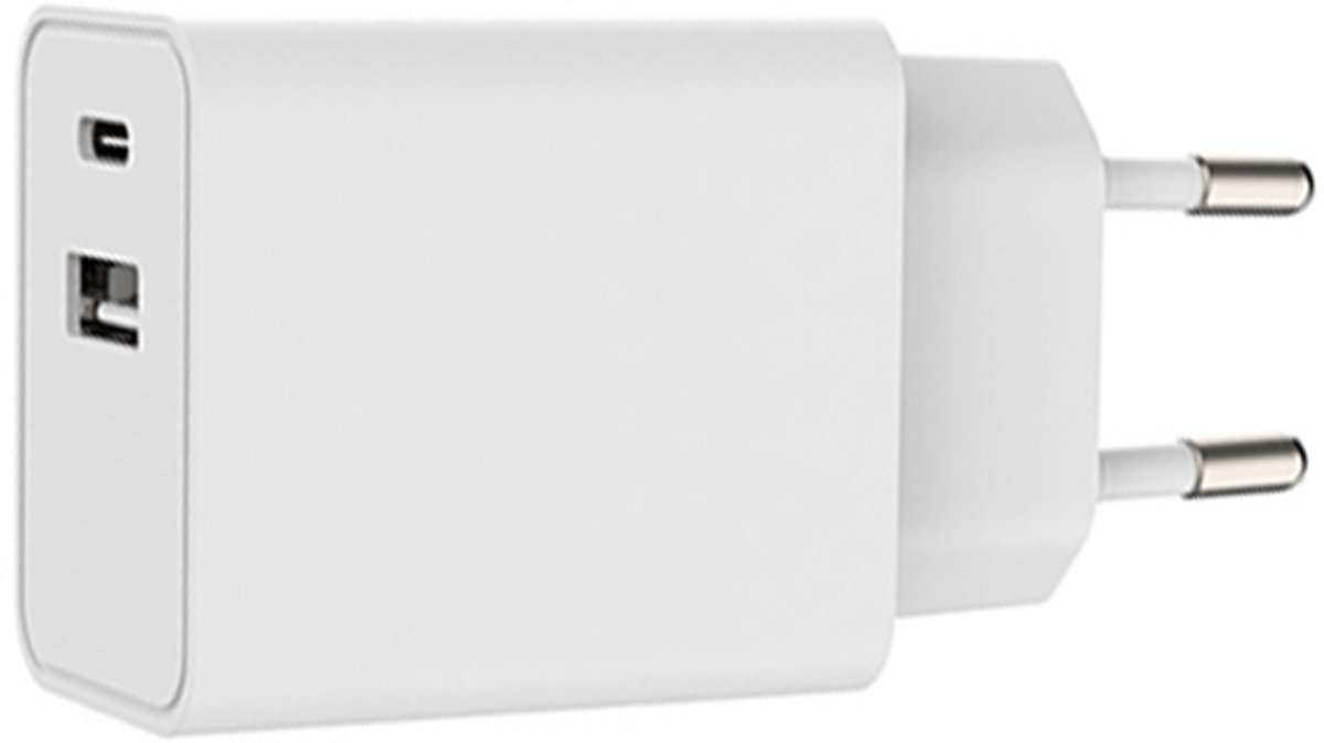 USB-A + USB-C Oplader Wit 5V 3A