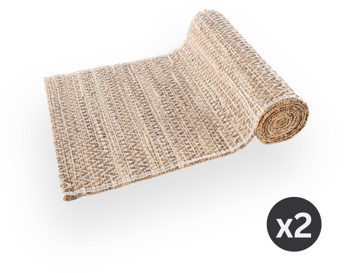 Tiseco - Tafelloper ASTER - SET/2 - waterhyacint - 30x45 cm, wit