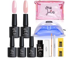 Miss Jules® BIAB Starter Pakket – Builder in a Bottle – BIAB Nagel Builder Gel – BIAB Nagellak Starterset - HEMA & TPO Free - Inclusief 48W UV/LED Lamp, Nail Cleanser & Instructievideo (NL)