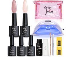 Miss Jules® BIAB Starter Pakket – Builder in a Bottle – BIAB Nagel Builder Gel – BIAB Nagellak Starterset - HEMA & TPO Free - Inclusief 48W UV/LED Lamp, Nail Cleanser & Instructievideo (NL)