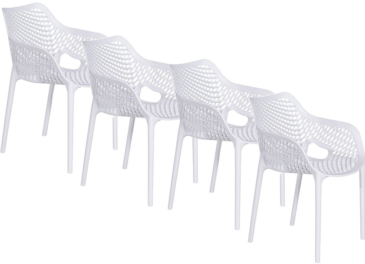 Garden Impressions Air XL kunststof tuinstoel wit - set van 4 stuks