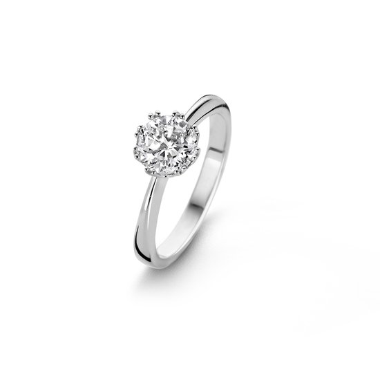 New Bling 9NB-0258-54 - Zilveren ring - 100 facet zirkonia 7 mm - maat 54 - zilverkleurig