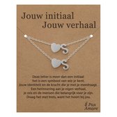 Letter S ketting + armband set op Cadeau Kaartje - Jouw initiaal, jouw verhaal - Zilverkleurig Stainless Steel - Initiaal & Hartje Hanger - Pax Amare