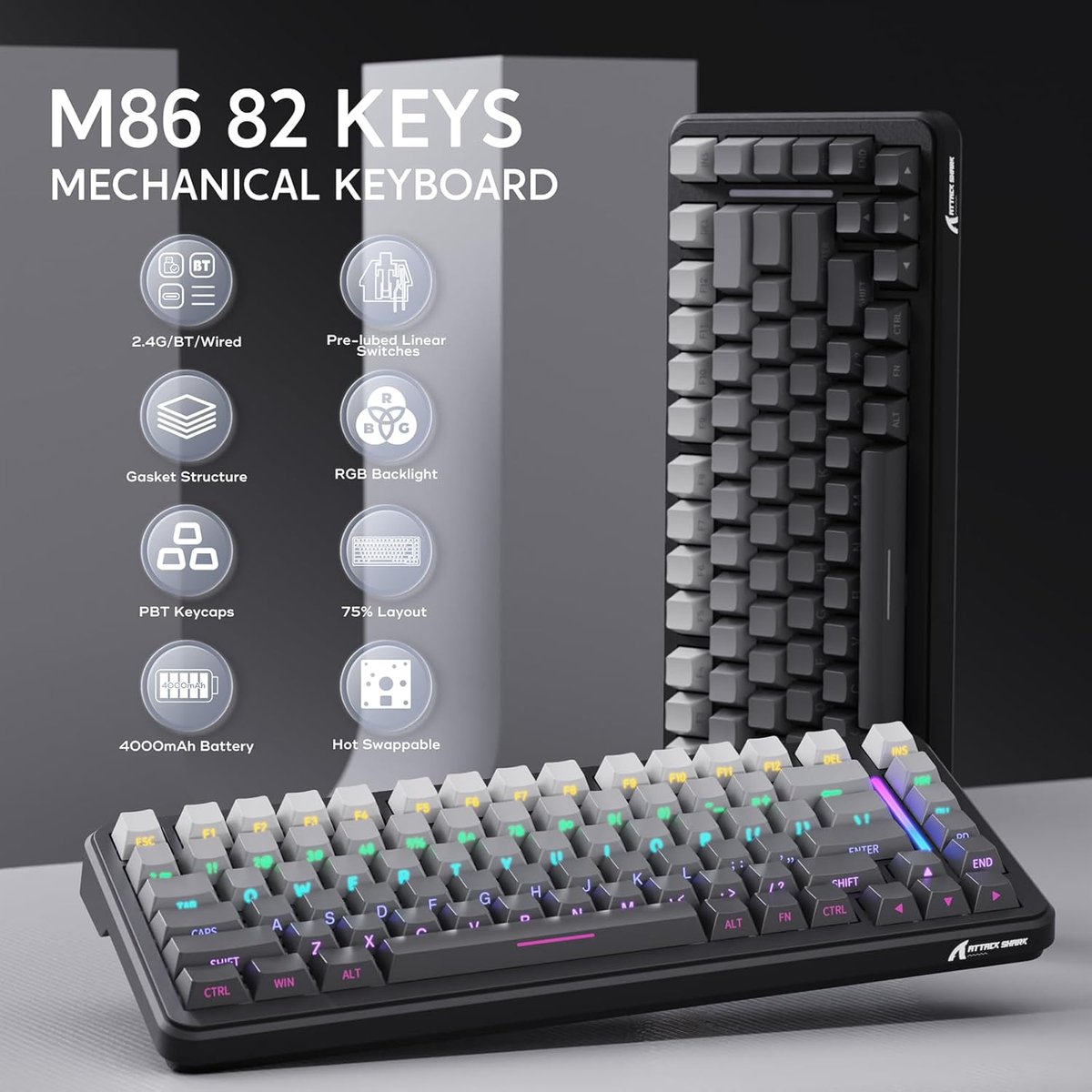 ATTACK M86PRO Mechanisch Gaming Toetsenbord thumbnail 2