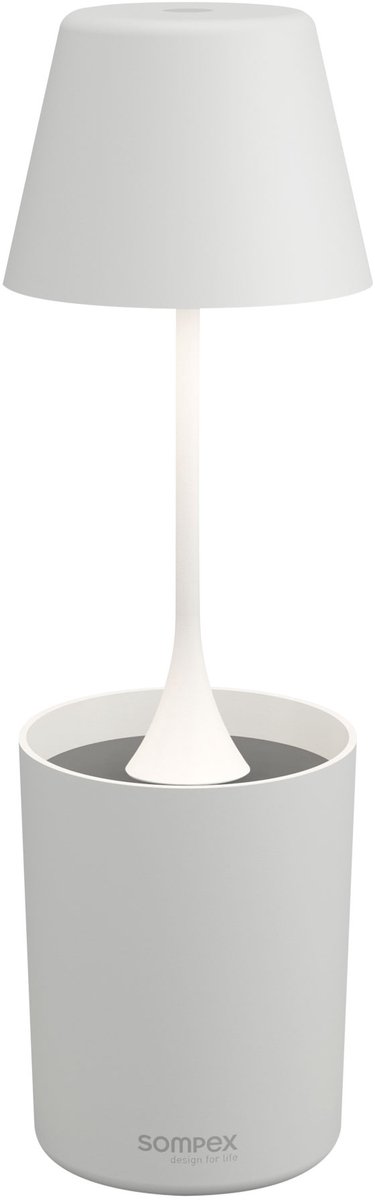 Sompex tafellamp | PEEKY | Wit | Oplaadbaar | Accu De nieuwe PEEKY oplaadbare lamp van Sompex creëert niet alleen een gezellige sfeer maar ondersteunt ook actief de plantengroei met zijn speciale Plant-Growing-Light / oplaadbaar / dimbaar
