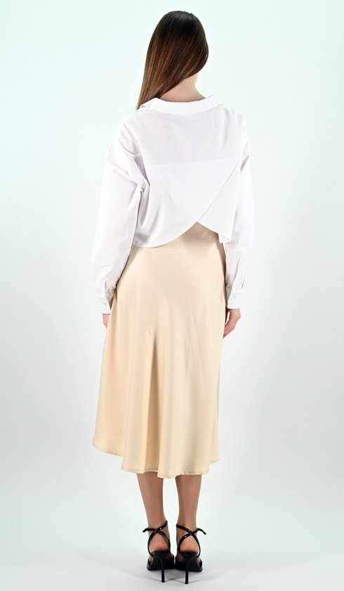 YesMooi - Jupe mi-longue en satin - Nacre - XL (42)