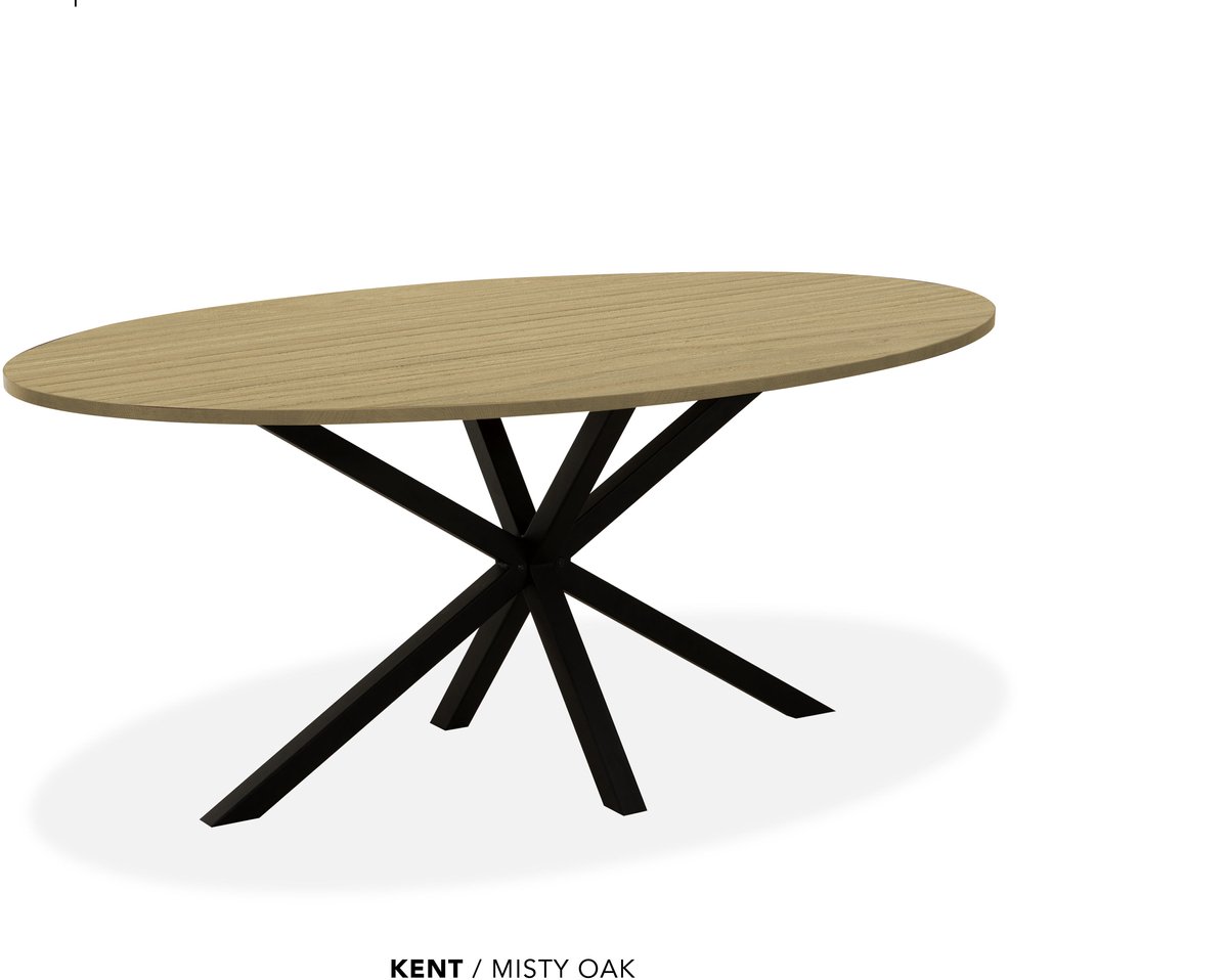Maxfurn Eettafel ovaal | Zeer krasvast | Kleur: Misty oak | Afmeting 180x102cm