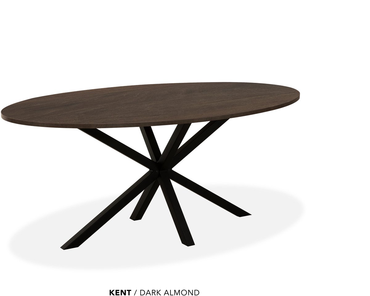 Maxfurn Eettafel ovaal | Zeer krasvast | Kleur: Dark almond | Afmeting 160x92cm