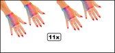 11x Paar Regenboog nethandschoen kort vingerloos - net handschoen carnaval gay pride festival optocht vingerloze thema feest