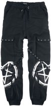 Gothicana Zwarte casual broek met zakken, bandjes en prints - Heren - M