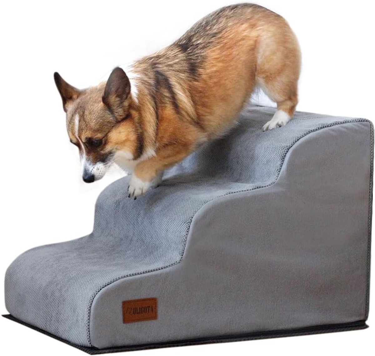 Candala Hondentrap met 3 niveaus voor hoog bed, gemakkelijk mee te nemen met handvatontwerp, hondenoprit met hoge dichtheid voor kleine honden, huisdierstapjes voor oudere honden/katten met gewrichtspijn,