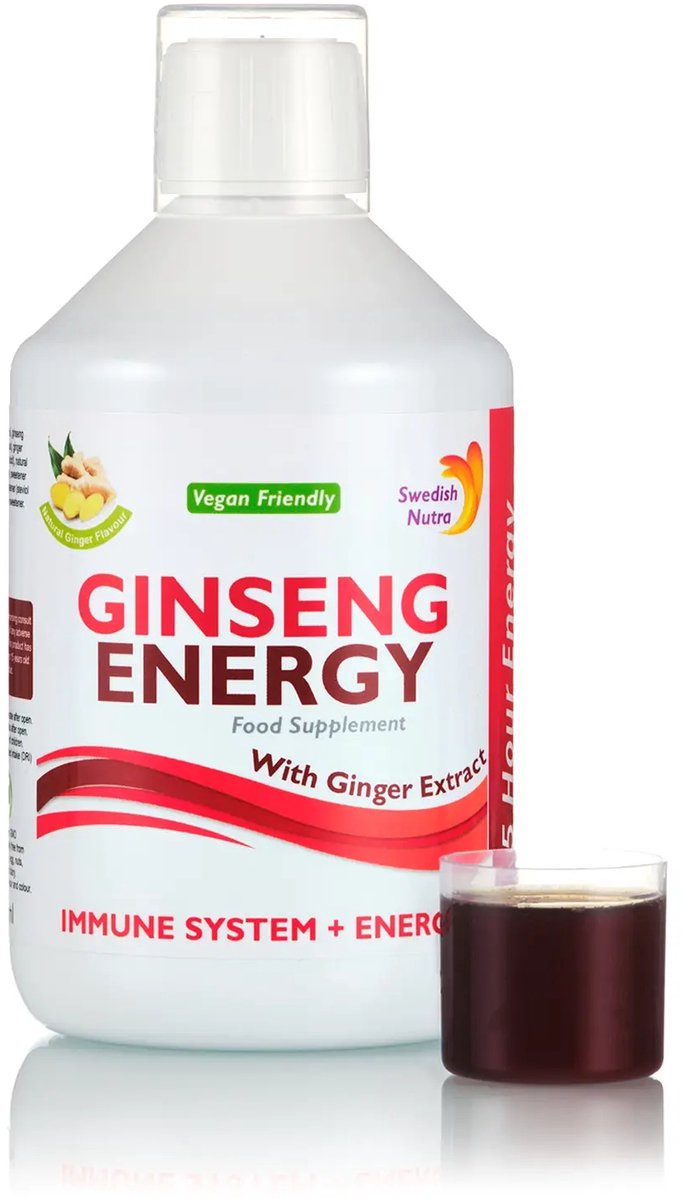 Ginseng Max Boost –Natuurlijk Voedingssupplement met Gember,Vitamines B12 en C–Energieboost voor Mannen en Vrouwen-Glutenvrij-Lactosevrij-Zonder conserveringsmiddelen-Spijsvertering ondersteunend drankje-Antioxiderend-Ontstekingsremmend-500 ml