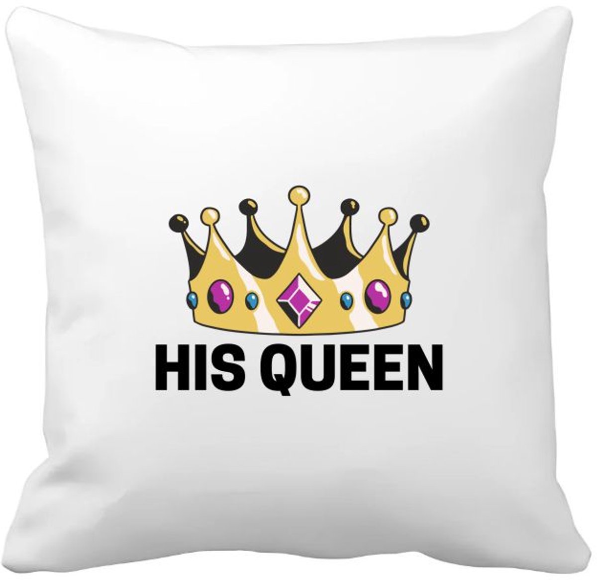 Akyol his queen Kussen hoes - Verjaardag - haar - hem - grappige tekst - 40 bij 40 cm Multicolor