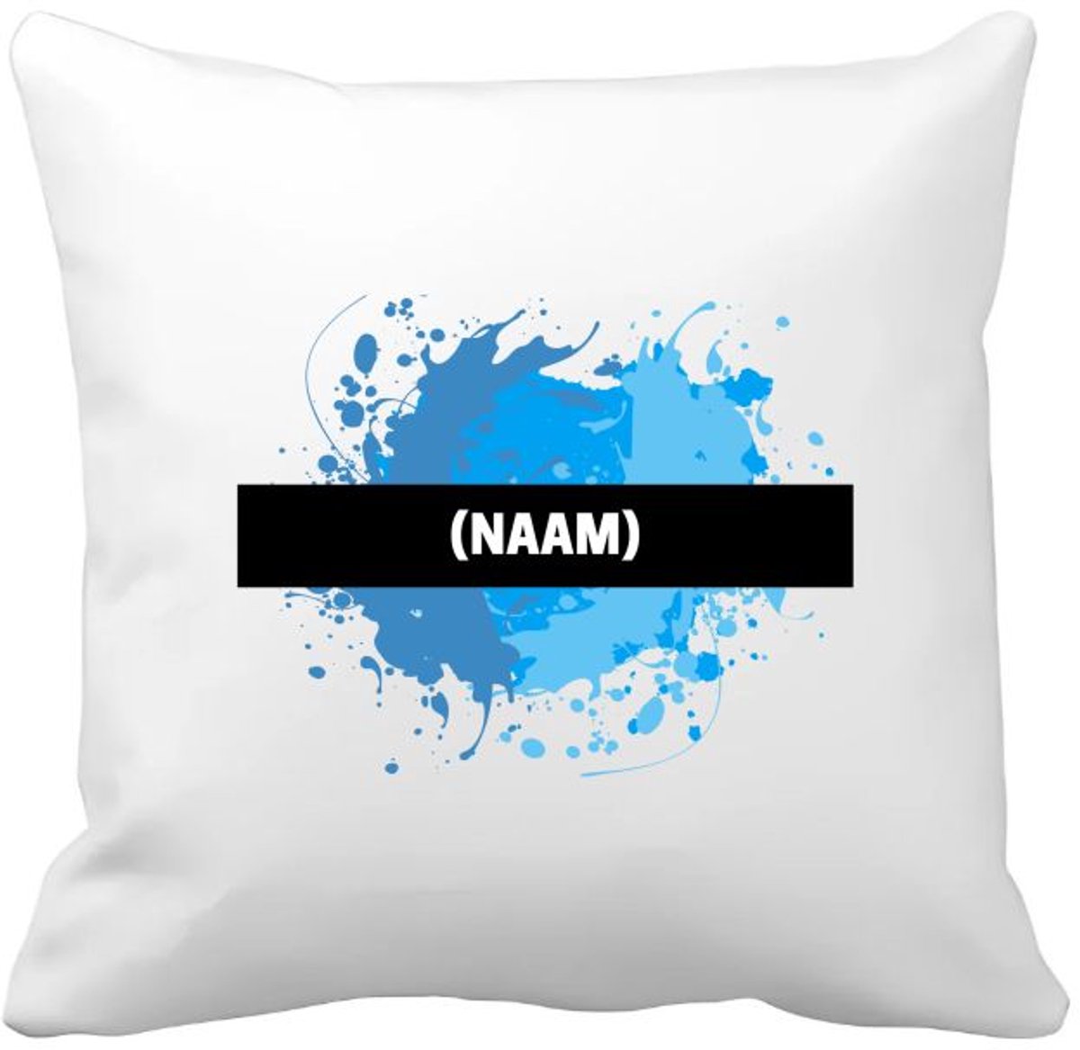 Akyol blauwe verfvlek met eigen naam Kussen hoes - Kunst - kunstenaars/kunstenaressen - verjaardag - mensen die houden van verven - cadeau - kado - geschenk - gift - 40 bij 40 cm Multicolor