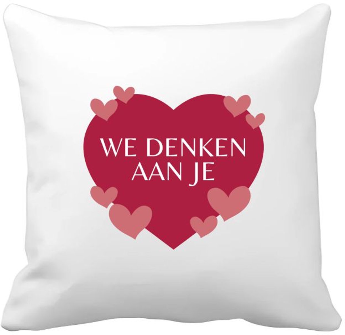 Akyol we denken aan je hartje en kleine hartjes Kussen hoes - Quotes - iemand die door een moeilijke tijd gaat - moeilijke tijd - ziek - koorts - snel beter worden - cadeau - beterschap cadeau - kado - gift - geschenk - 40 bij 40 cm Multicolor