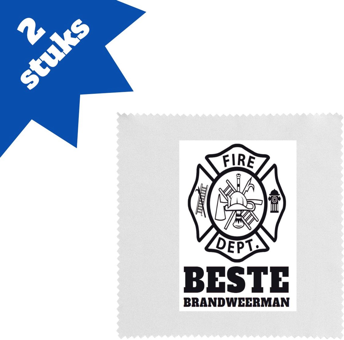Akyol - beste brandweerman brillendoekjes - Beste brandweerman - firefighter - cadeau - 17,8 bij 17,8 cm - 2 stuks