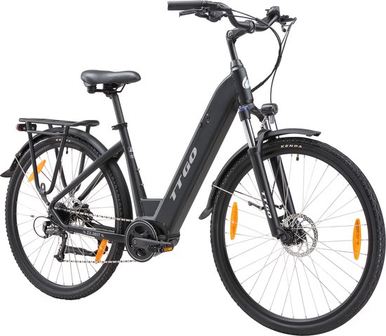 Elektrische Fiets TTGO ZZ 28ST Zwart - 720Wh/20Ah Accu - 120 km Bereik - 250W Middenmotor - Aluminium Lage Instapframe - 28 Inch Wielen - Shimano 9 Versnellingen - LCD Display - Stadsfiets voor Dames en Heren