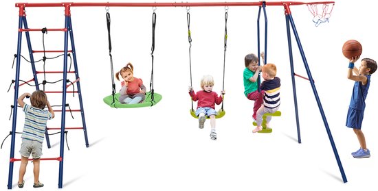 COSTWAY Schommelframe – 250 Kg Belastbaar, A-frame Met Grondankers, Geschikt Voor Nestschommel En Kinderschommel