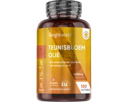 WeightWorld Teunisbloemolie capsules - 1000 mg - Rijk aan Omega 6 & 9 - 180 softgel capsules voor 6 maanden voorraad - Vegan