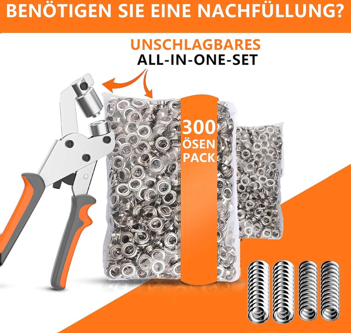 Professionele Oogtangenset – 6 Mm – Met 300 Metalen Ogen – Gehard Staal – Magnetisch – Dubbel Hefboommechanisme