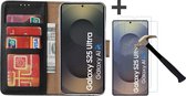 Étui avec 2 Protecteurs d'écran pour Samsung Galaxy S25 Ultra - Étui à livres Arara avec porte-cartes - Zwart