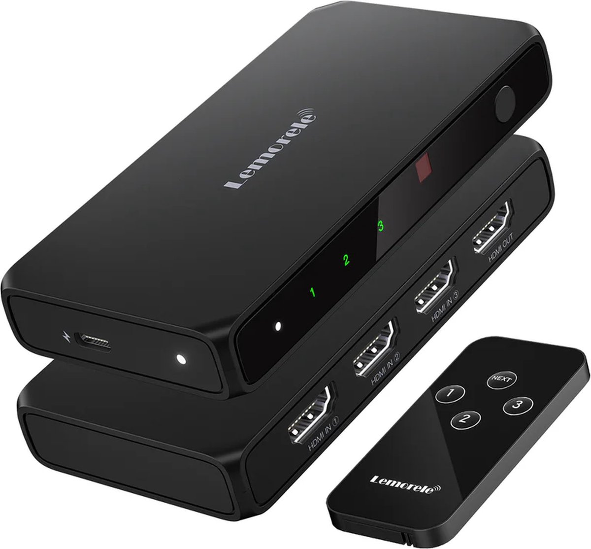 Lemorele G99 - 3 in 1 HDMI Switch - 4K @ 30Hz - HDMI 2.0 - 3 Porten HDMI Ingangen - Slimme Schakelfunctie - Inclusief Afstandsbediening