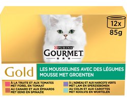 4x Gourmet - Gold Fijne Mousse met Groenten - Kattenvoer - 12 x 85g