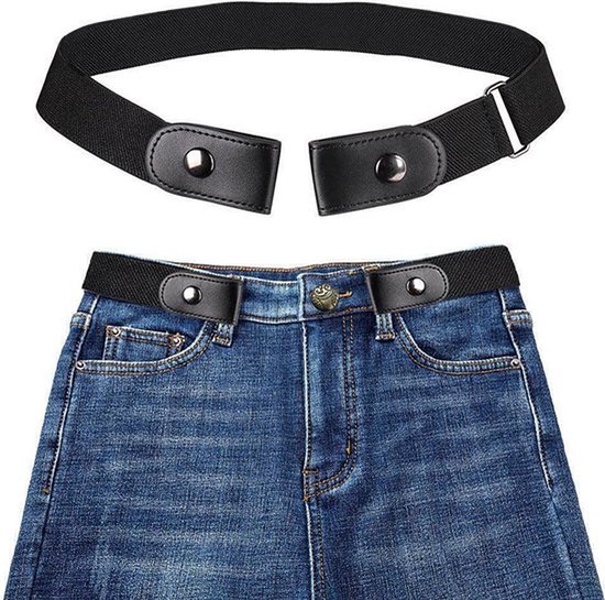 Knaak Elastische Broekriem zonder Gesp - Rekbaar tot 95 cm - Unisex - Zwart - 1 stuk