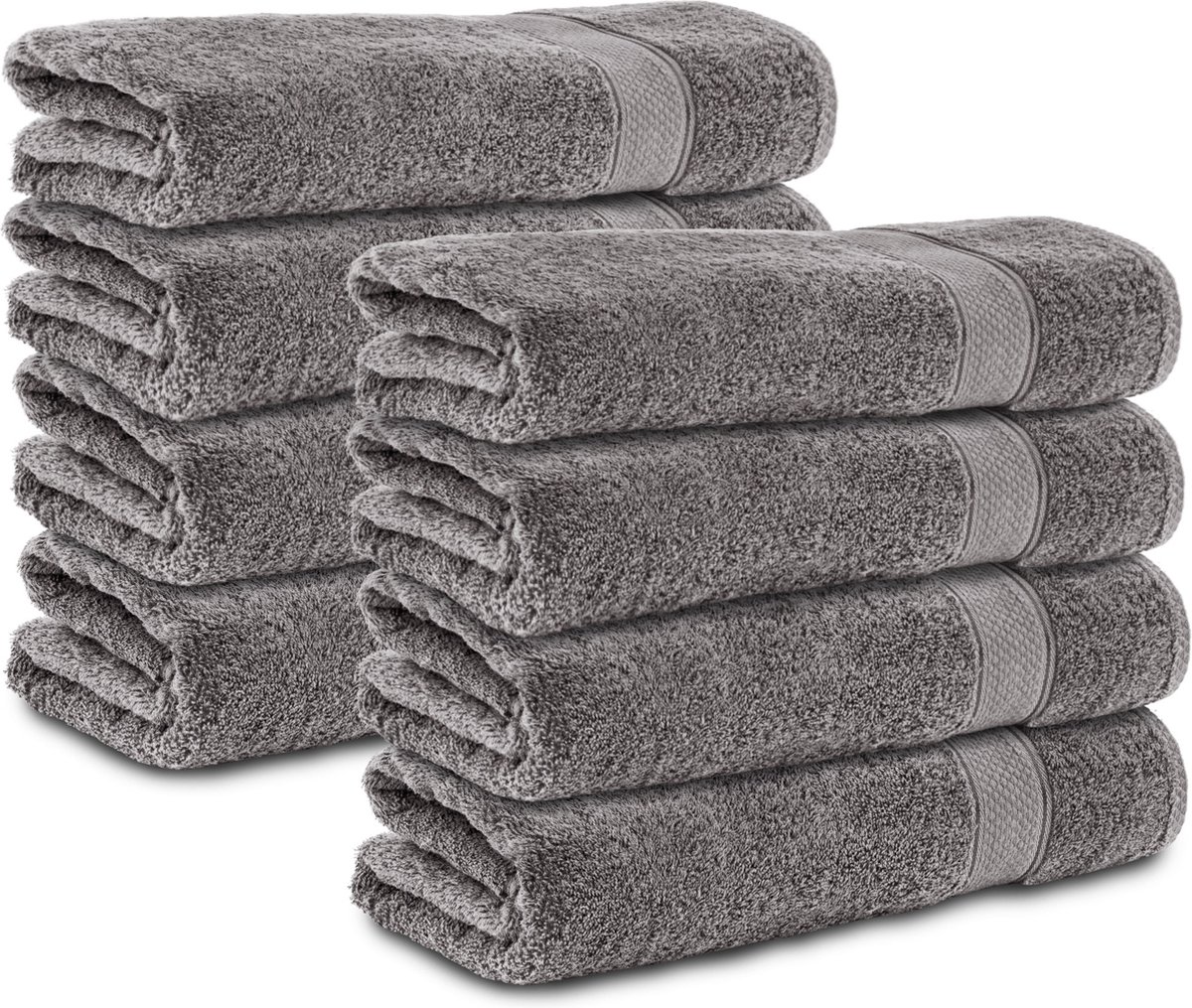 Komfortec 8x Handdoek 70x140 - 100% Katoen – Handdoekenset - Zacht - Antraciet
