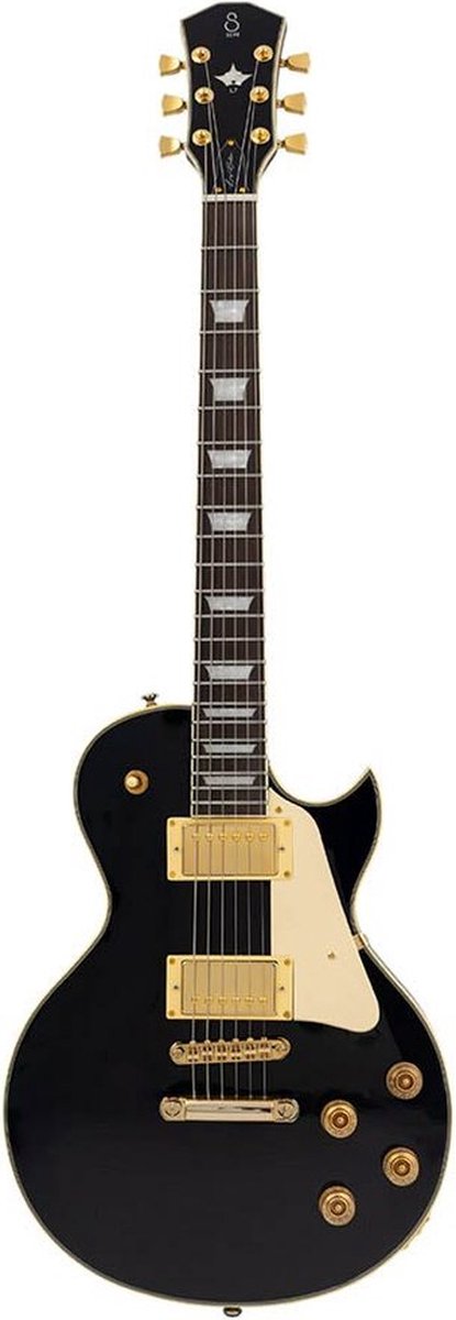 Sire L7N/BK elektrische gitaar – L-Style, mahonie met maple top, Black, HH-configuratie, stainless frets, locking tuners