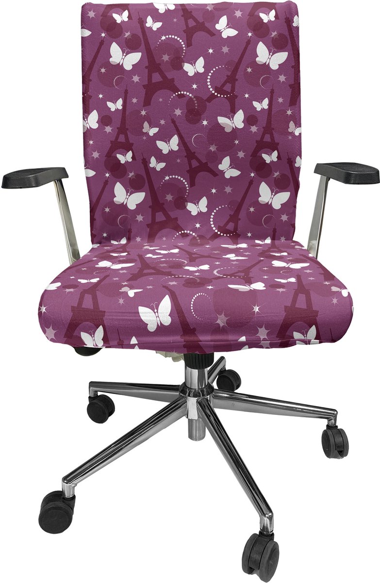 New Bed Eiffeltoren Abstracte Vlinders Stoelhoes voor Bureaustoel, Rekbare en Wasbare Stoffen Hoes, Grote Maat