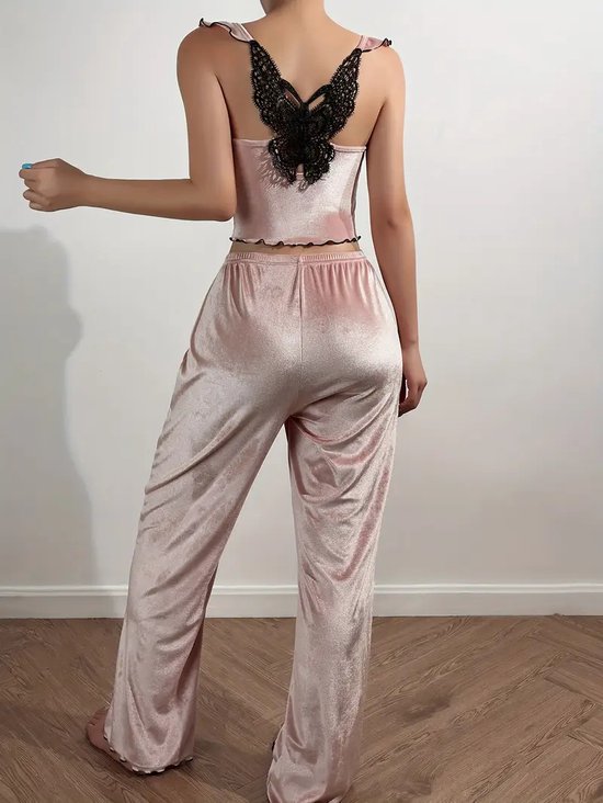 ensemble pyjama femme vêtements de détente costume maison sexy satin velours coton rose été vêtements de nuit pas cher