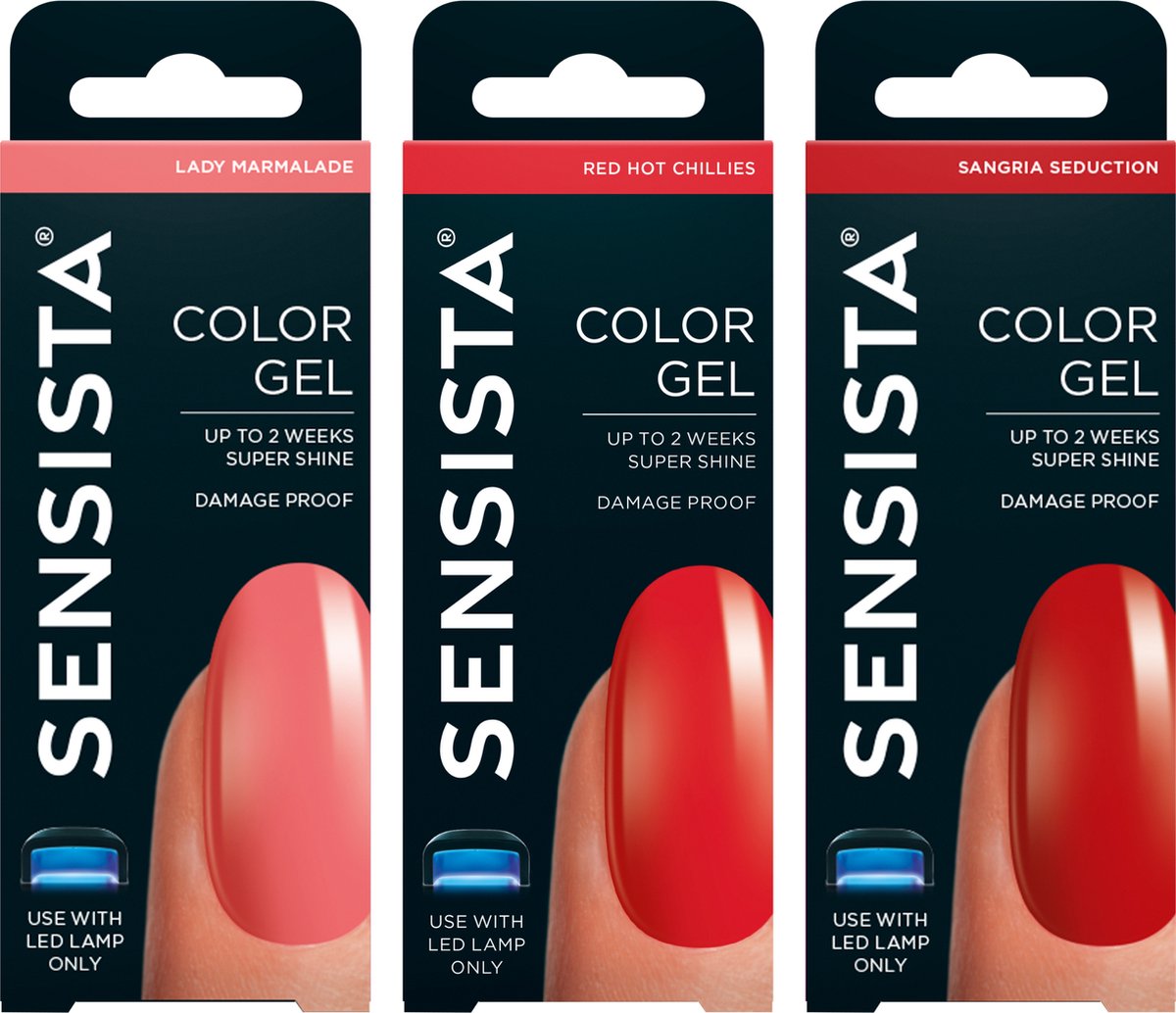 Sensista Perfect Match Set - Color Gel - Gellak Voordeelset - Rood - Roze - Gel nagellak voor LED lamp - 3 stuks