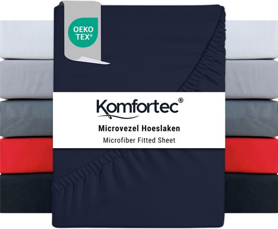 Komfortec Hoeslaken 160x200 cm - tot 30cm Matrashoogte - Rondom Elastiek - Marineblauw