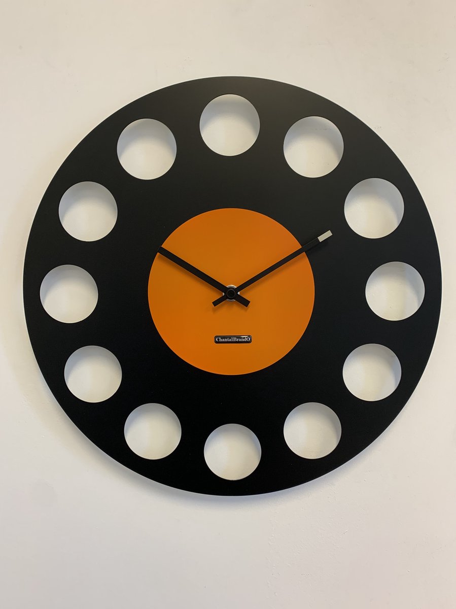 ChantalBrandO Wandklok MARAVAL Black & Orange XL Modern Design