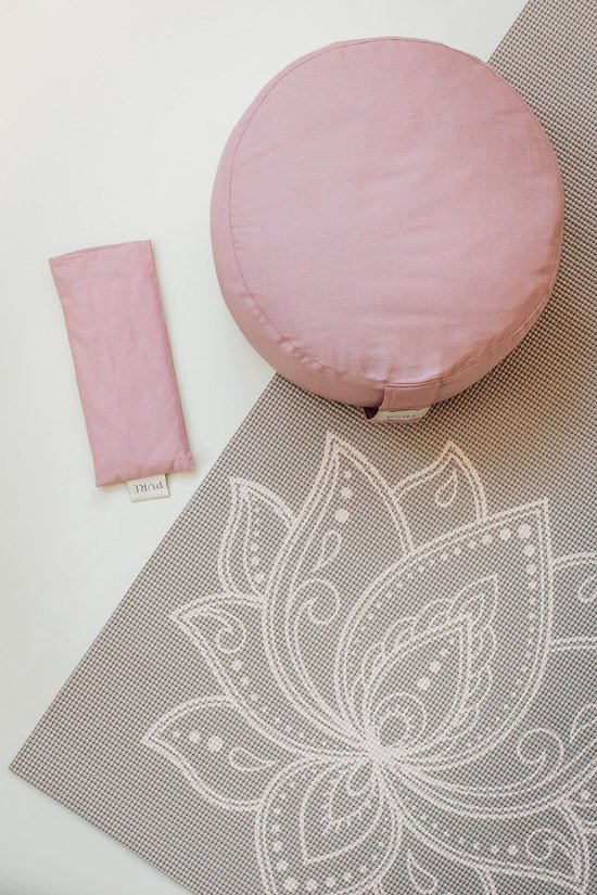 Meditatiekussen eco linnen oudroze rond - Pure - Yoga kussen van Pure — afbeelding 3