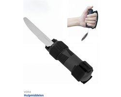 Bestek met bandje - Mes - Verdikt handvat - Verdikt bestek - Reuma - Aangepast bestek - Parkinson bestek - Comfortabele soft grip - Modern - Tril bestek - Grip bestek – Zwart