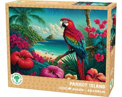 Mr. Broccoli Puzzel 1000 Stukjes Volwassenen - Parrot Island - Legpuzzel Papegaai op Tropisch Eiland - FSC® - Dieren Collectie - 68 x 48 cm
