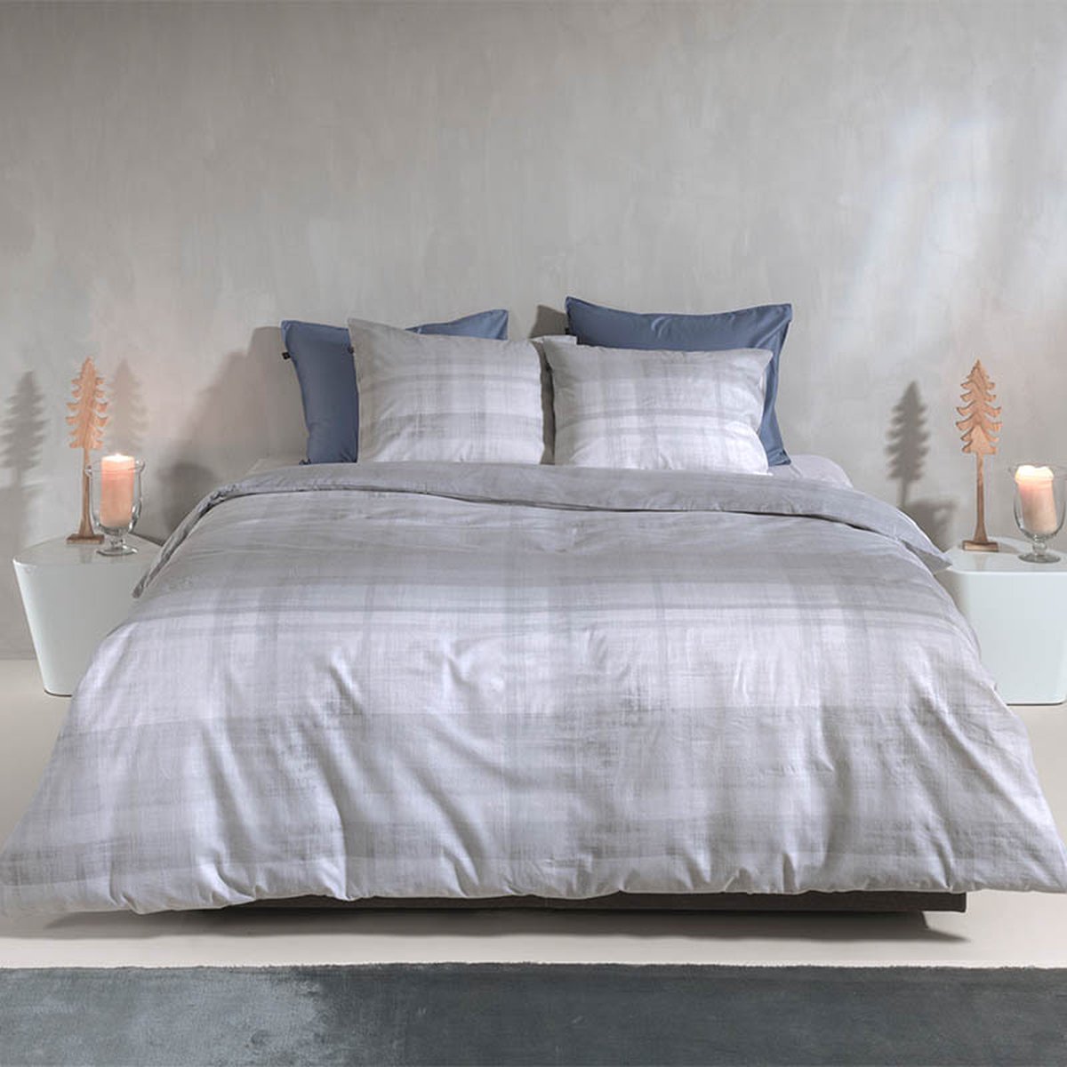 Zohome Marley Dekbedovertrek - Tweepersoons - Flanel - 200x200-220cm - Grijs