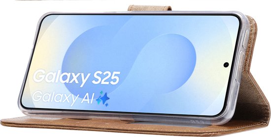Étui avec 3 Protecteurs d'écran pour Samsung Galaxy S25 - Étui Arara avec porte-cartes - Marron