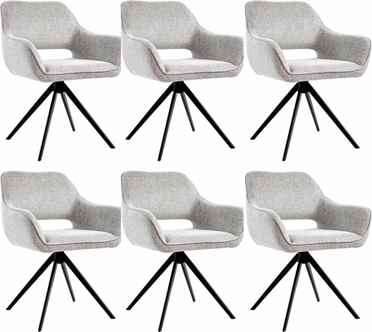 Kick Collection Set van 6 Kick draaistoel Miyo - grijs