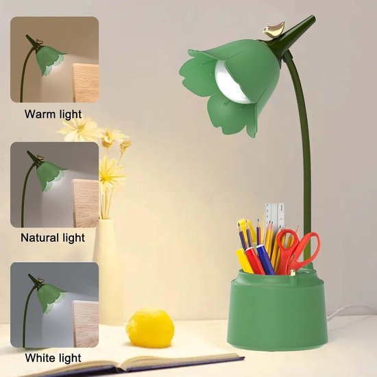 WLHONG Led-bureaulamp met 4 koppen voor kinderen, met ventilator, dimbaar bedlampje voor WLHONG Led-bureaulamp met 4 koppen voor kinderen, met ventilator, dimbaar bedlampje voor